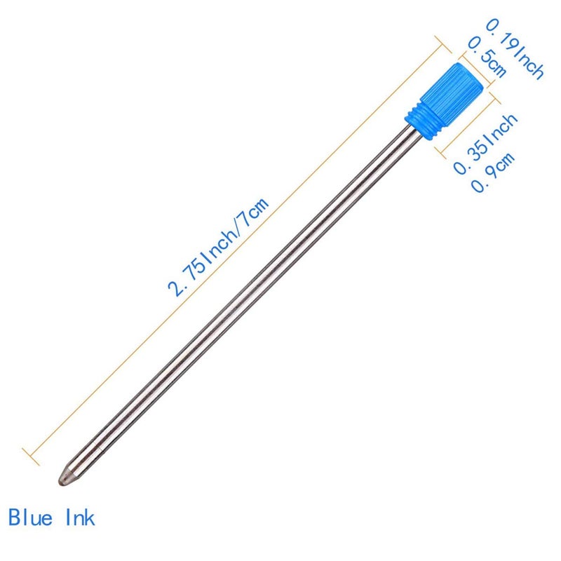 GS GLOWSEEN GS GLOWEEN 2.75 inch Fine Point Ballpoint Pen Refills for Twist Pens Use Metal D1 Refills, Such As Multi-Tool/Tactical Pen/Crystal Diamond Gift Pen/Light Tip Led Pens - Blue Ink (Pack of 12) - Image 2